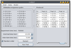 Image of JChrest screen for running serial-anticipation experiment.